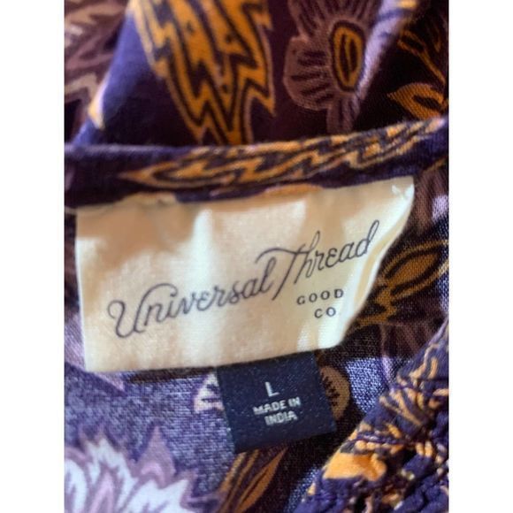 Universal Thread Womens Floral Puff Sleeve Smocked Bodice Blouse Purple Size L - Picture 6 of 7